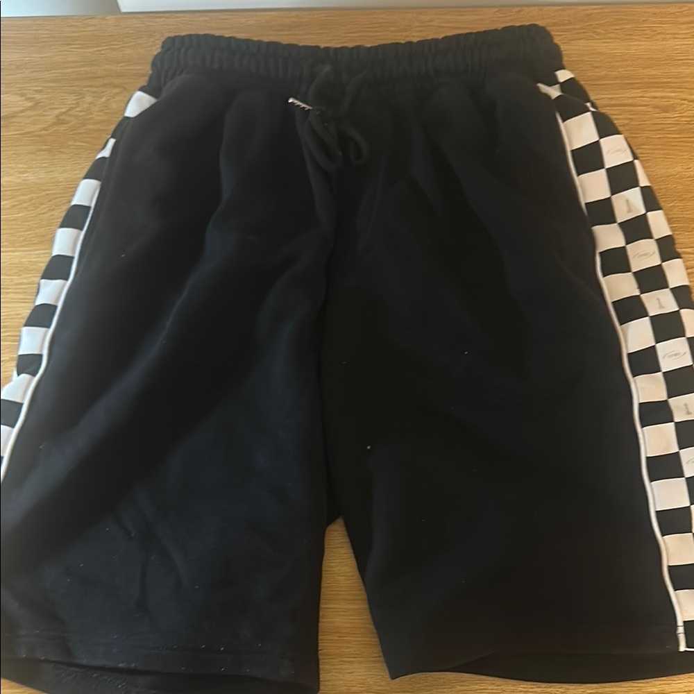 Black Checkered Athletic Shorts